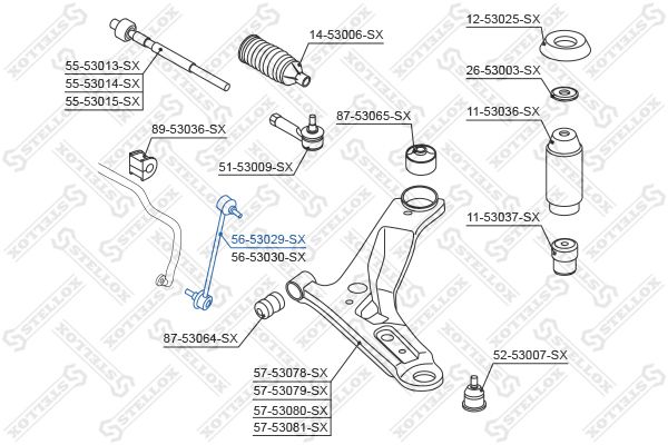 56-53029-SX_тяга стабилизатора переднего левая!\ KIA Picanto 04>