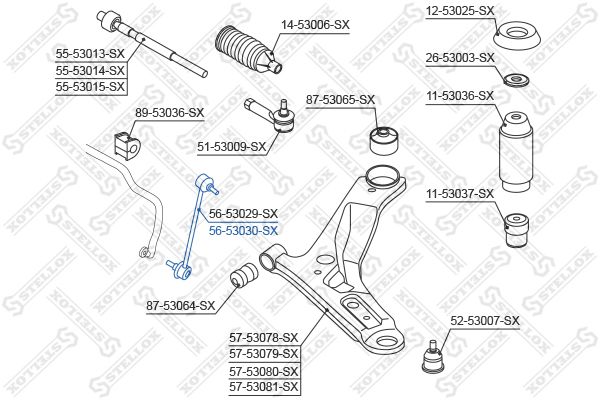 56-53030-SX_тяга стабилизатора переднего правая!\ KIA Picanto 04>