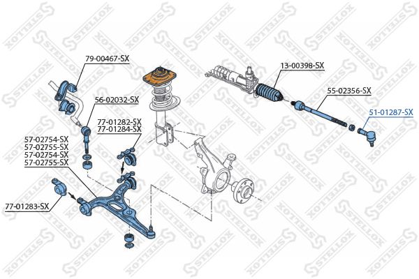 51-01287-SX_наконечник рулевой!\ Peugeot 806 94>