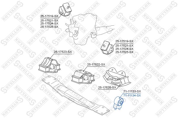 71-11134-SX_подушка раздатки!\Mitsubishi Pajero II V14W-V55W 91-04