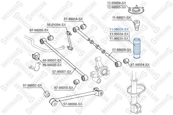 11-98028-SX_пыльник амортизатора заднего!\ Toyota Celica/Corolla #E100 92-95/Carina 88-92