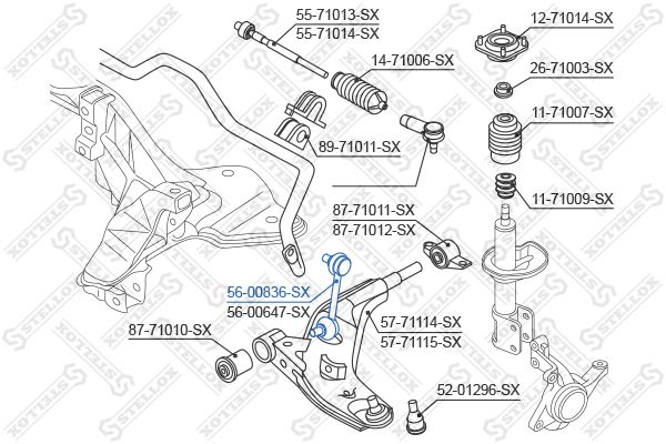 56-00836-SX_тяга стабилизатора переднего левая!\Mazda 626 91>