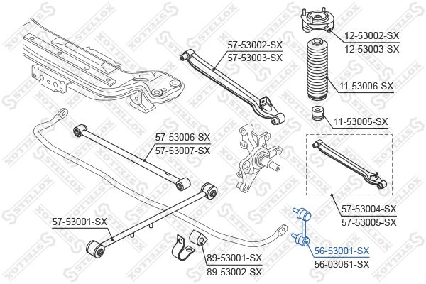 56-53001-SX_тяга стабилизатора заднего! VIN: <19960423\ KIA Clarus 98>