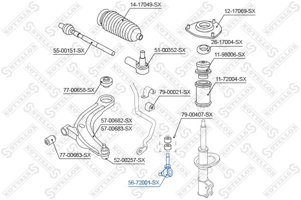 56-72001-SX_тяга стабилизатора переднего!\Mitsubishi Lancer/Colt 1.5 89-92/1.8D 90-92