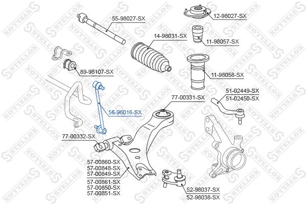 56-98016-SX_тяга стабилизатора заднего!\ Toyota Avensis 97>