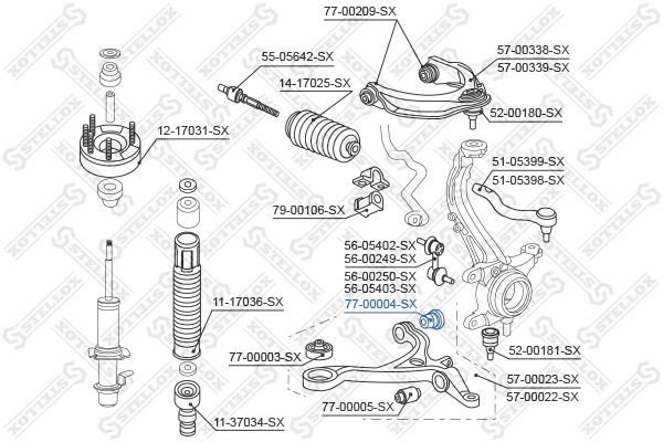 77-00004-SX_сайлентблок рычага пер.!\ Honda Accord 2.0-2.4/2.2CTDi 03>