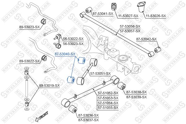 87-53040-SX_сайлентблок зад. продол. рычага верхн.!\ KIA Sorento 02>