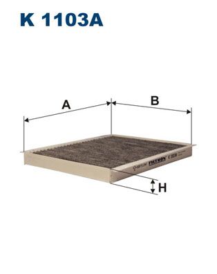 K 1103A_фильтр салона! угольный 230x21x180\ Fiat Stilo 01>/Bravo 07>, Lanci Delta 1.4-2.0D 08>