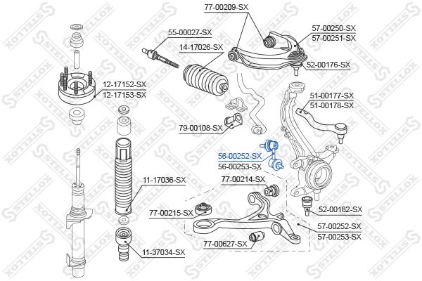 56-00252-SX_тяга стабилизатора перед.лев.! L81 M10x1.25\Honda Accord/Accord Estate/Accord Tourer 08>