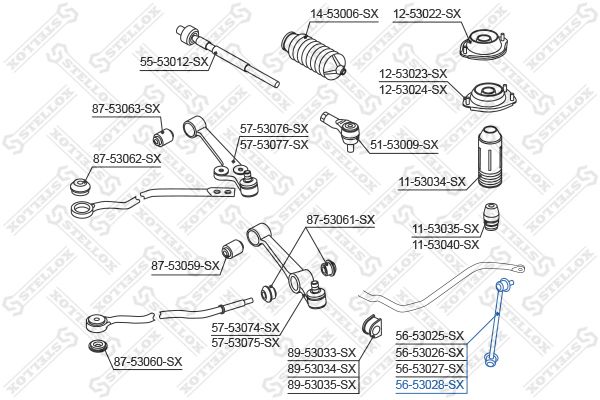 56-53028-SX_тяга стабилизатора переднего правая!\ KIA Rio 02> 020708>