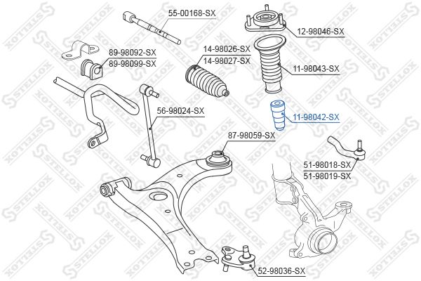 11-98042-SX_отбойник амортизатора переднего!\ Toyota Corolla CDE120/ZZ12# 01>/Avensis ##T25# 03>