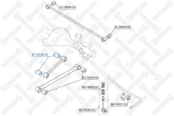 87-74116-SX_сайлентблок зад. продол. рычага верхн.!\ Nissan Terrano R50 all 97>