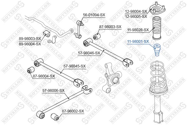 11-98001-SX_отбойник амортизатора заднего!\ Toyota Corolla #E90/#E100/#E110 87-01