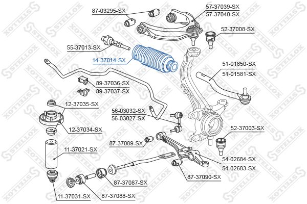 14-37014-SX_пыльник рейки рулевой! с г/у\ Honda Accord CG#/CH#/CL3 98>