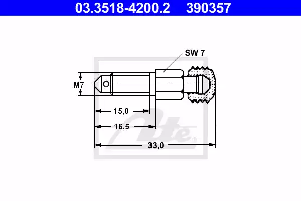 03.3518-4200.2_штуцер прокачки! M7x1.0, L=38.3mm, S=7\ Audi,VW,BMW,Citroen,Opel,Peugeot,Subaru,Volvo