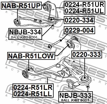 Болт крепления нижнего рычага (сход-развльный) NISSAN Pathfinder/Navara 05-> FEBEST 0229-004