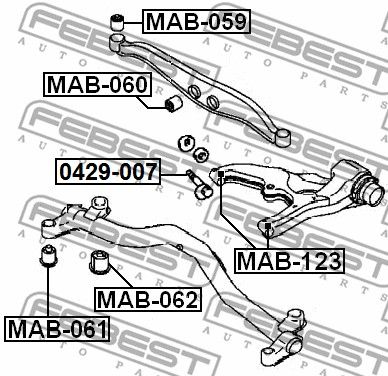 Болт с эксцентриком MITSUBISHI CHARIOT/SPACE WAGON GRANDIS N84W/N94W 1 FEBEST 0429-007