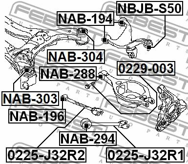 Болт экцентриковый задней подвески NISSAN Teana (J32)/INFINITI EX35/EX37 FEBEST 0229-003