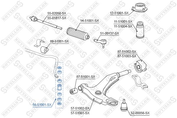 56-51001-SX_тяга стабилизатора переднего!\ Hyundai Accent/Pony Excel 95-99