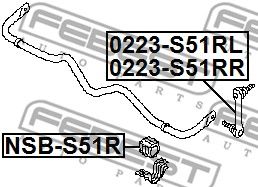 Втулка заднего стабилизатора d28 Infiniti Qx70/Fx Cls51 2016.07- FEBEST NSB-S51R