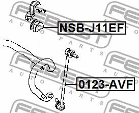 Втулка переднего стабилизатора d22 NISSAN QASHQAI UK MAKE J11E 2013.12- FEBEST NSB-J11EF