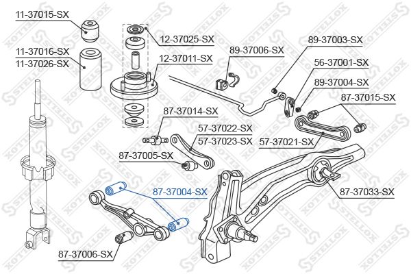 87-37004-SX_сайлентблок зад. рычага нижн.!\ Honda Civic all 87-95