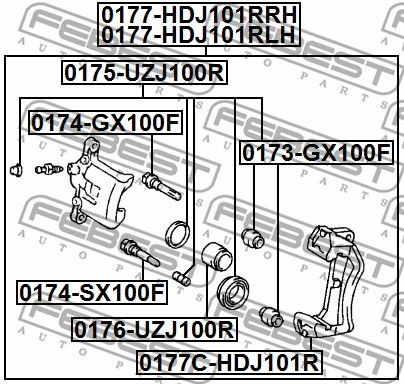 Поршень заднего тормозного суппорта TOYOTA LC100/LEXUS LX470 FEBEST 0176-UZJ100R