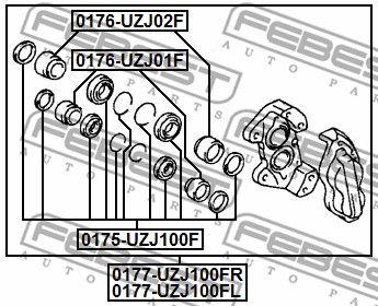 Поршень переднего тормозного суппорта TOYOTA LC100/LEXUS LX470 FEBEST 0176-UZJ01F