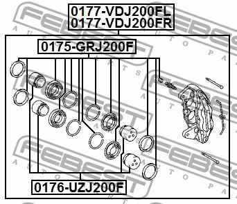 Поршень суппорта тормозного переднего TOYOTA LAND CRUISER 2007.08- FEBEST 0176-UZJ200F