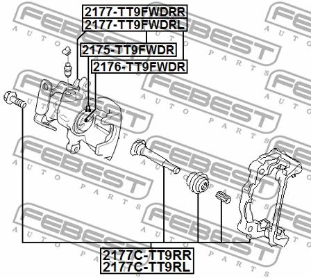 Ремкомплект заднего тормозного суппорта FORD Transit 2006-> FEBEST 2175-TT9FWDR