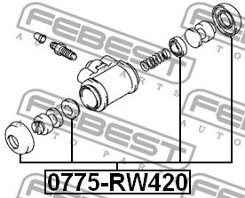 Ремкомплект заднего тормозного цилиндра (на одну сторону) MAZDA CAPELLA INSTRUCTION CAR GD 1987-1991 [JP] FEBEST 0775-RW420