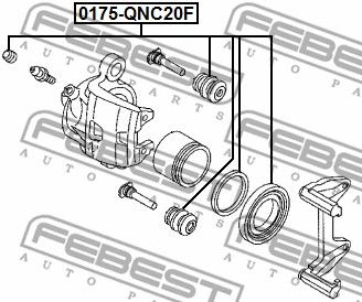 Ремкомплект суппорта тормозного переднего DAIHATSU COPEN L880 2003-2005 FEBEST 0175-QNC20F