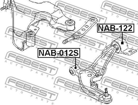 Сайлентблок (передний) переднего рычага L=R NISSAN Serena 99-04 FEBEST NAB-012S