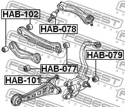 Сайлентблок заднего амортизатора NISSAN Accord 93-98 FEBEST HAB-079