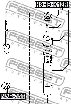 Сайлентблок заднего амортизатора NISSAN TIIDA JPN MAKE C11 2005.08-2012.06 [GL] FEBEST NAB-350