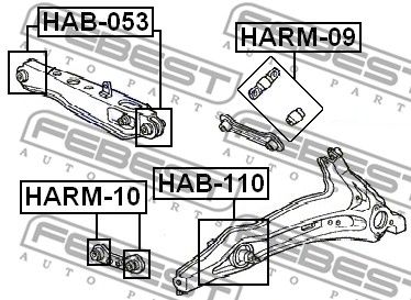 Сайлентблок заднего поперечного рычага HONDA Civic 95-01/CRX III/CRV I FEBEST HAB-053