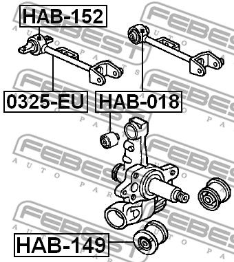 Сайлентблок рычага задней подвески HONDA Civic 01-06/CRV II 02-06 FEBEST HAB-018